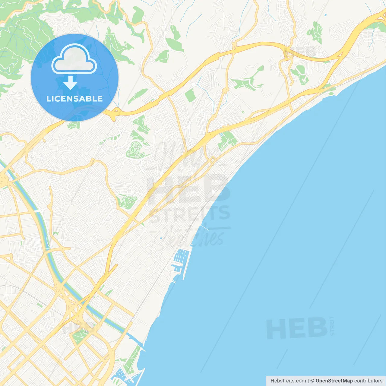 Badalona, Spain Vector Map - Classic Colors