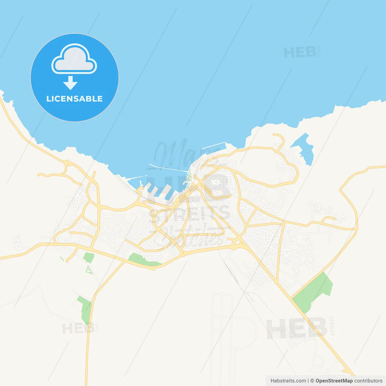 Bandirma, Turkey Vector Map - Classic Colors