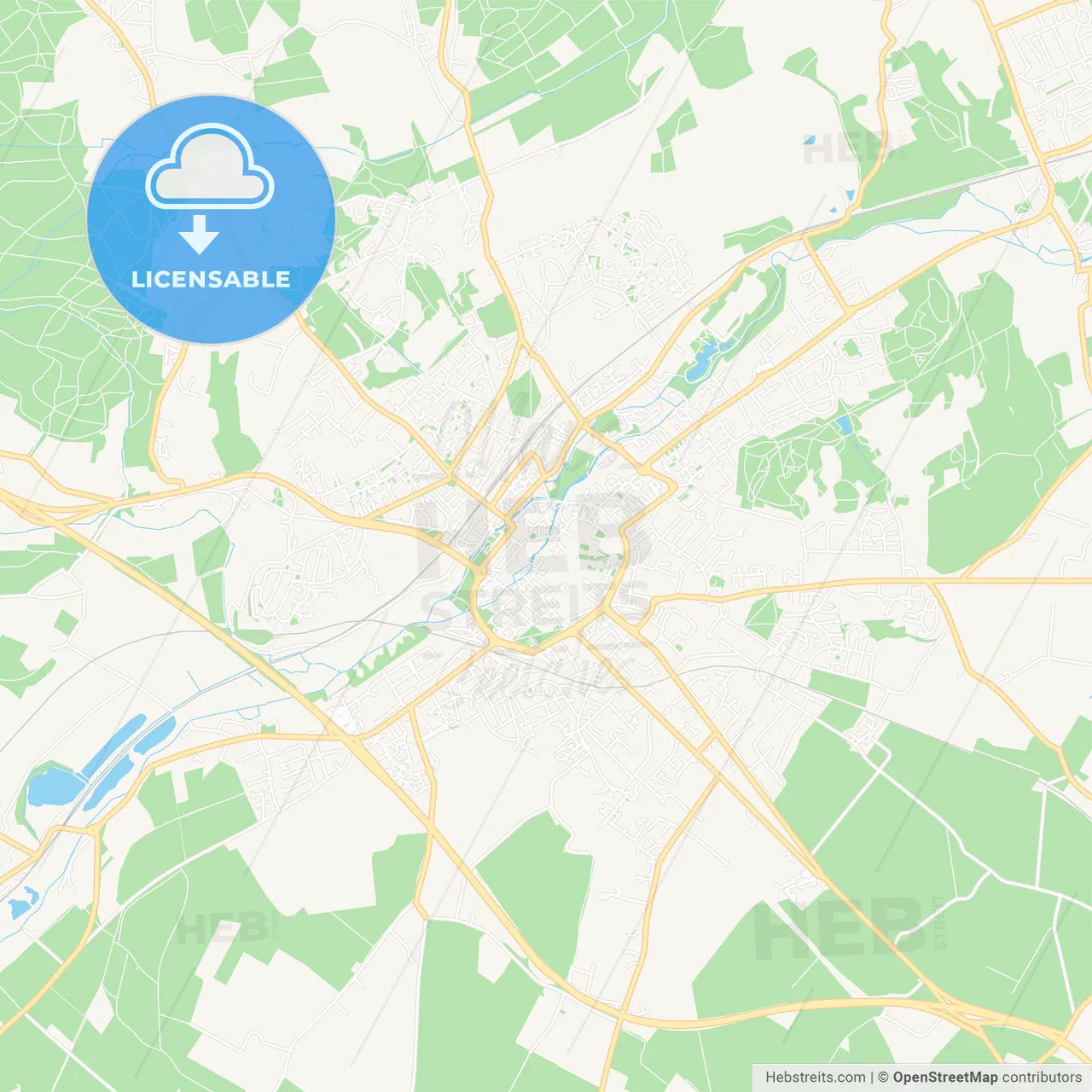 Canterbury, England Vector Map - Classic Colors