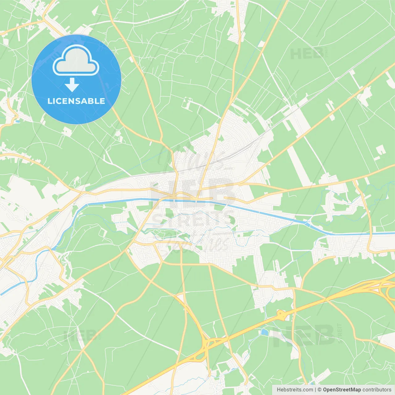 Neunkirchen, Austria Vector Map - Classic Colors