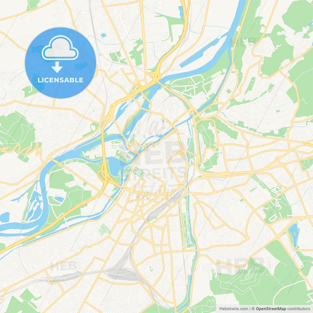 Metz, France Vector Map - Classic Colors