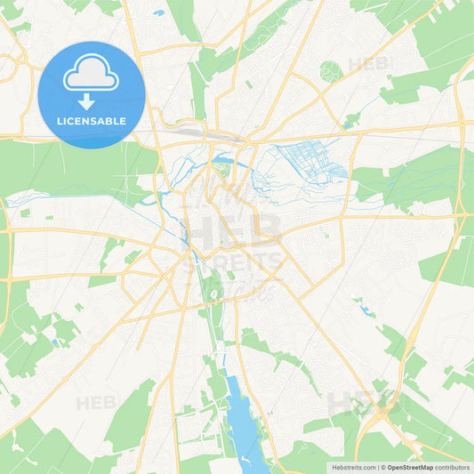 Bourges, France Vector Map - Classic Colors