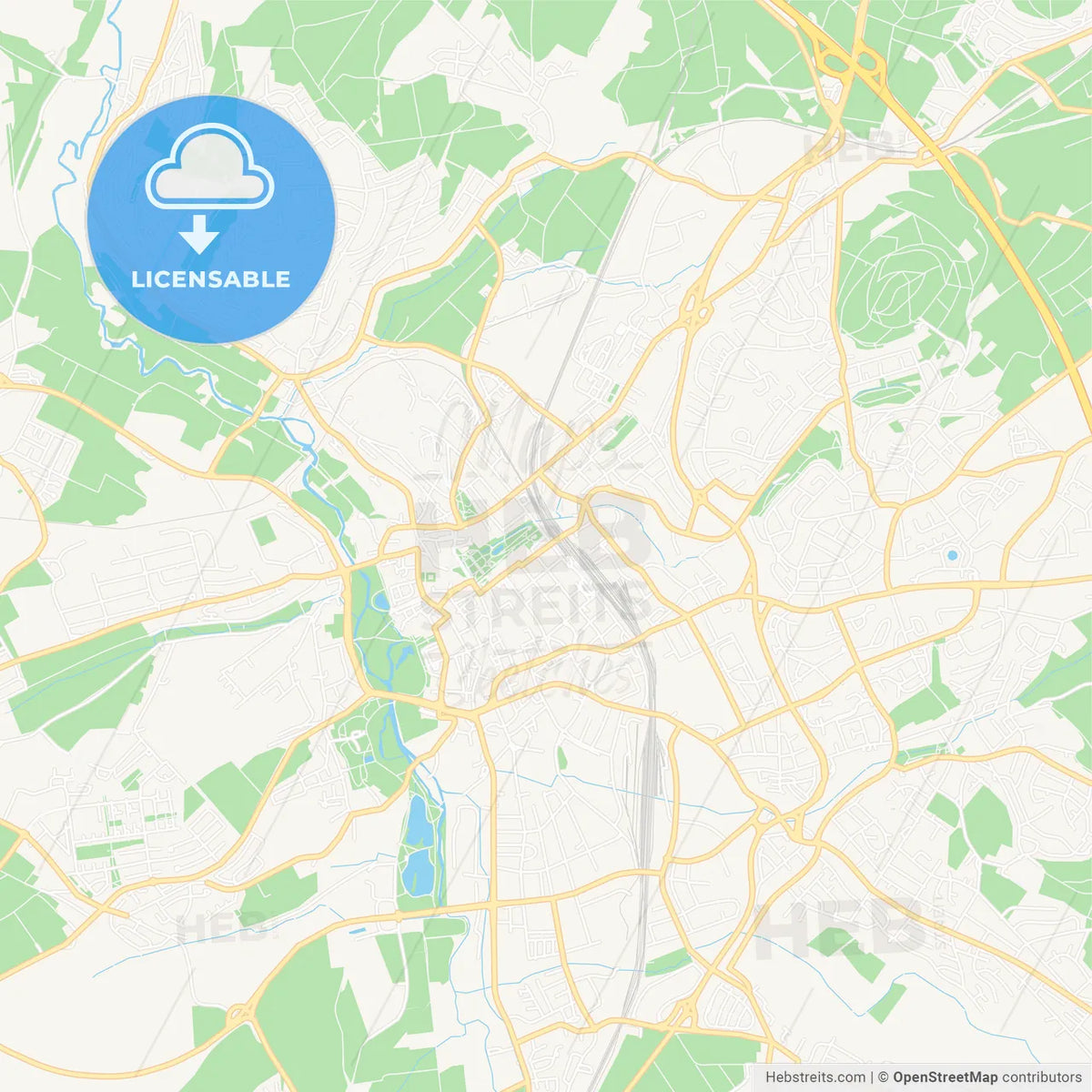 Fulda Region Map Fulda, Germany Vector Map - Classic Colors – HEBSTREITS