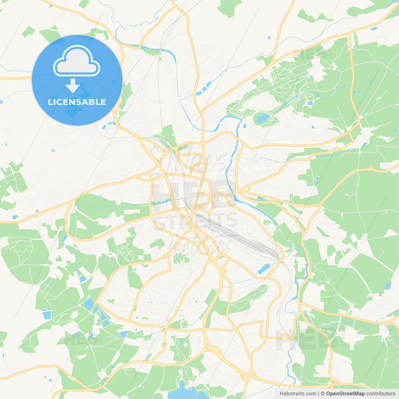 Hof, Germany Vector Map - Classic Colors