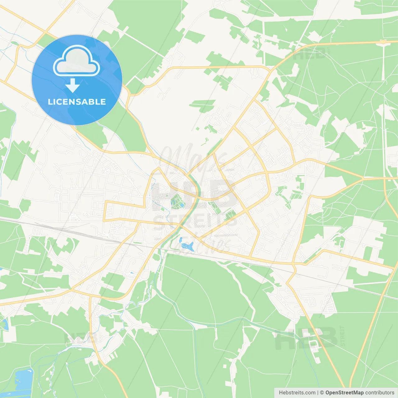 Hoyerswerda, Germany Vector Map - Classic Colors