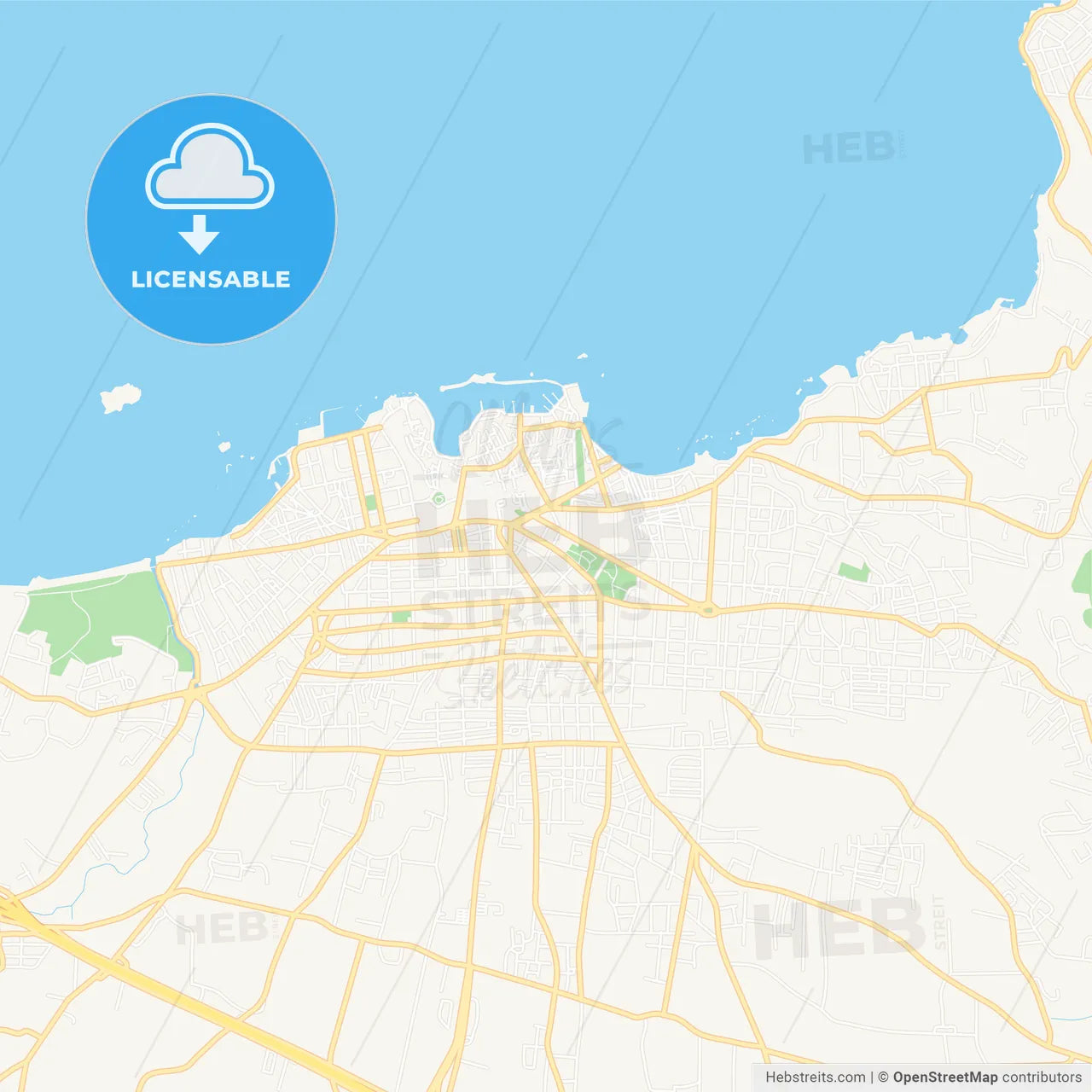 Chania, Greece Vector Map - Classic Colors