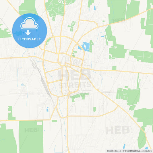 Nyiregyhaza, Hungary Vector Map - Classic Colors