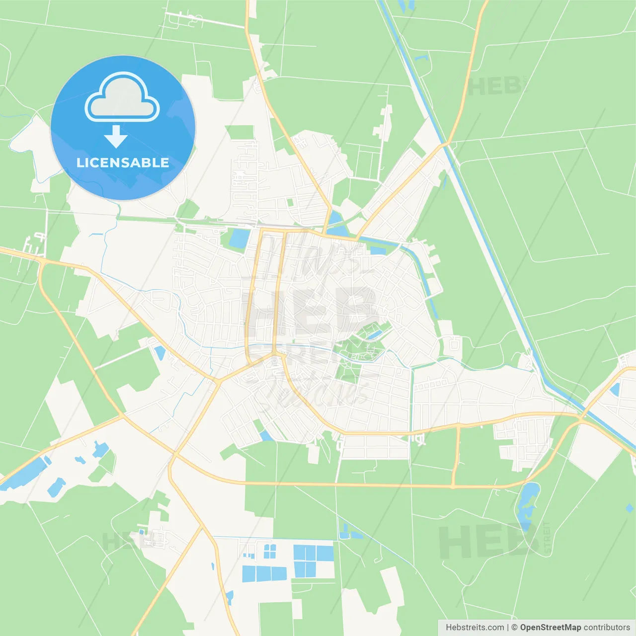 Gyula, Hungary Vector Map - Classic Colors