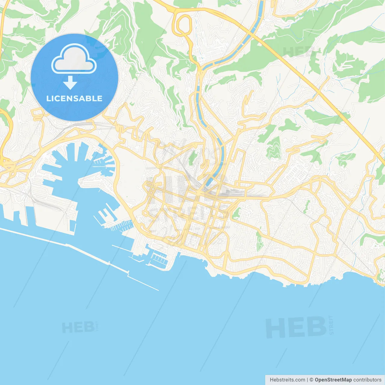 Genoa, Italy Vector Map - Classic Colors