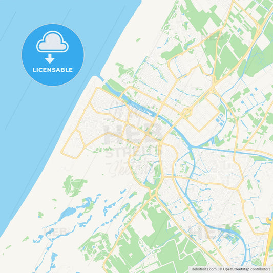 Katwijk, Netherlands Vector Map - Classic Colors