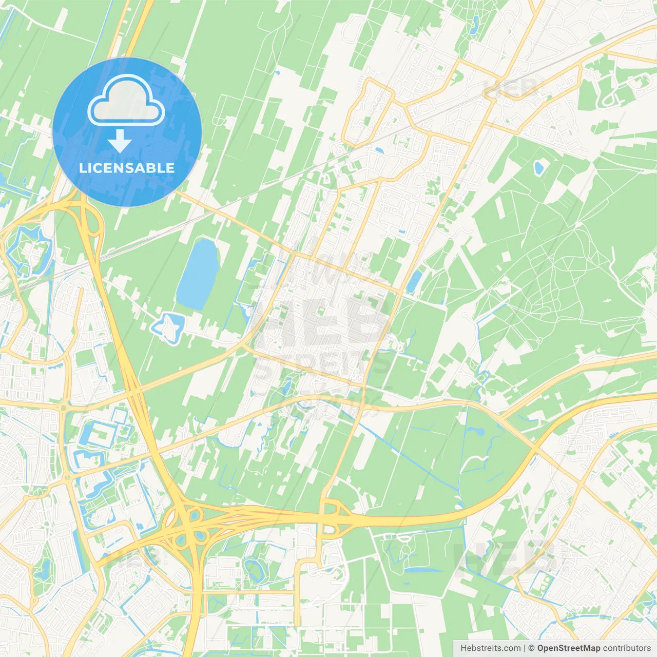 De Bilt, Netherlands Vector Map - Classic Colors