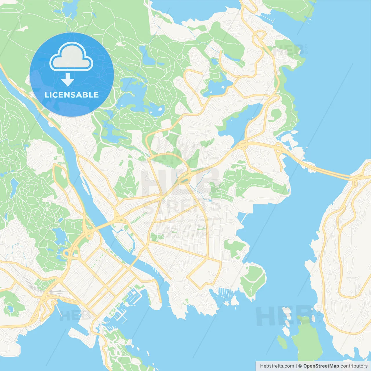 Kristiansand, Norway Vector Map - Classic Colors
