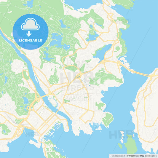 Kristiansand, Norway Vector Map - Classic Colors