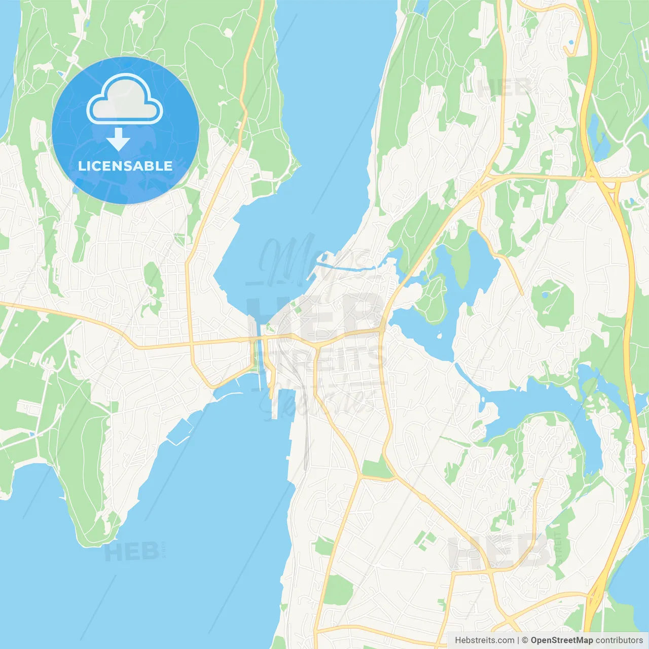 Moss, Norway Vector Map - Classic Colors