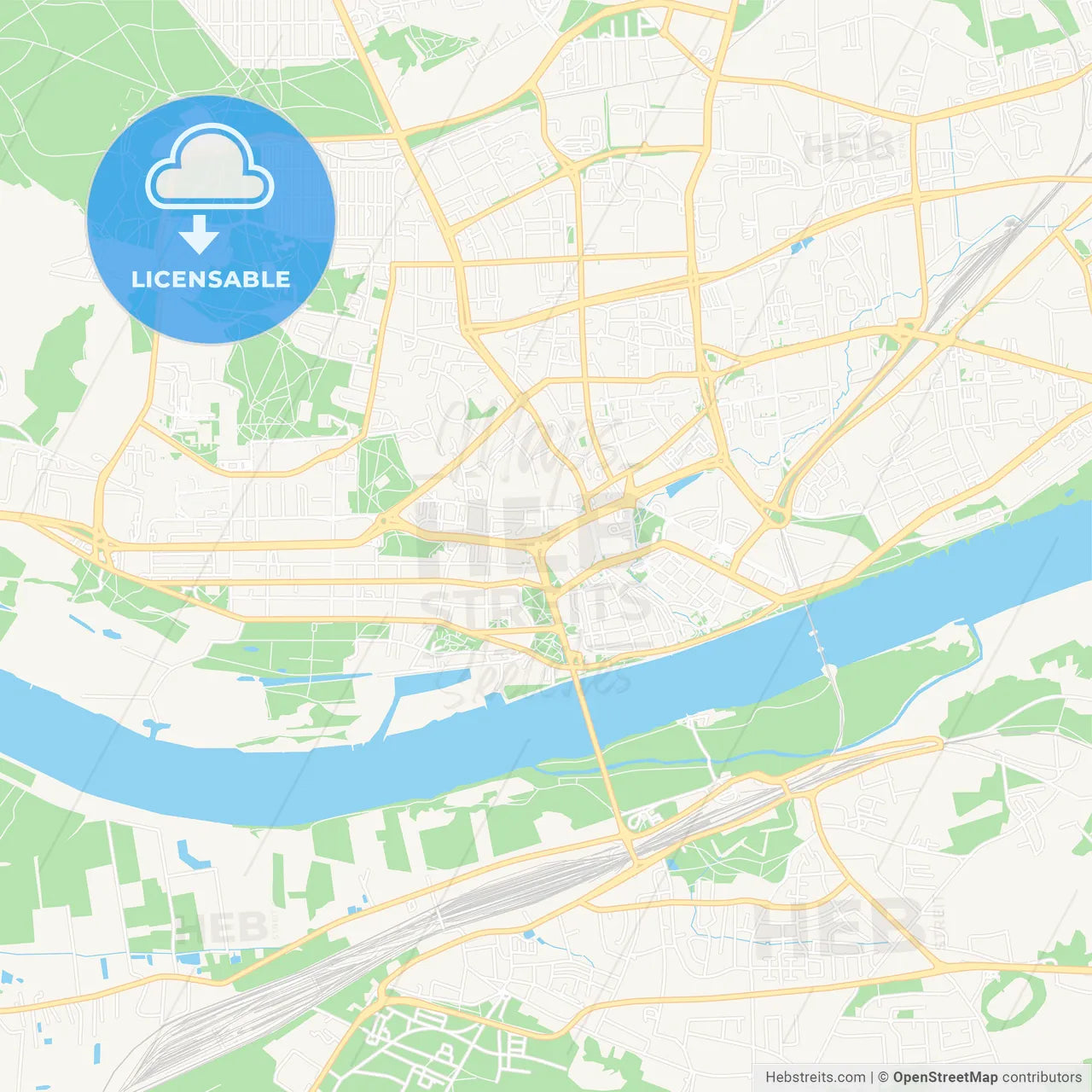 Torun, Poland Vector Map - Classic Colors