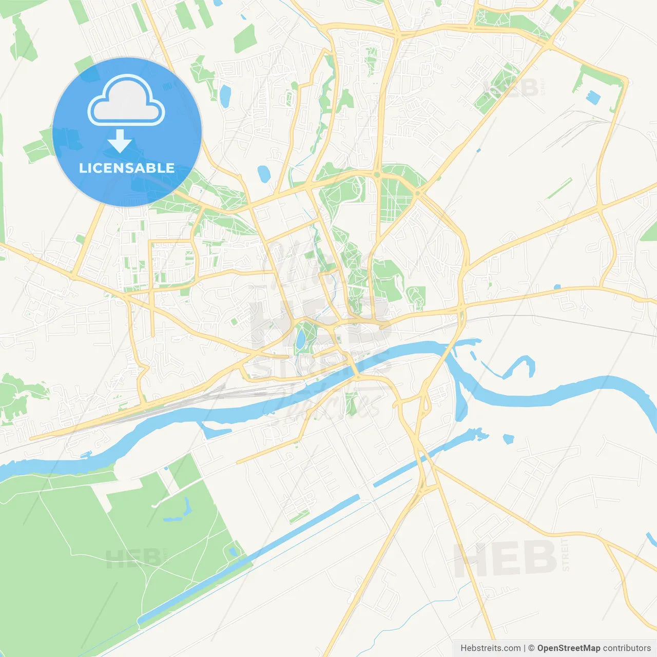 Gorzow Wielkopolski, Poland Vector Map - Classic Colors