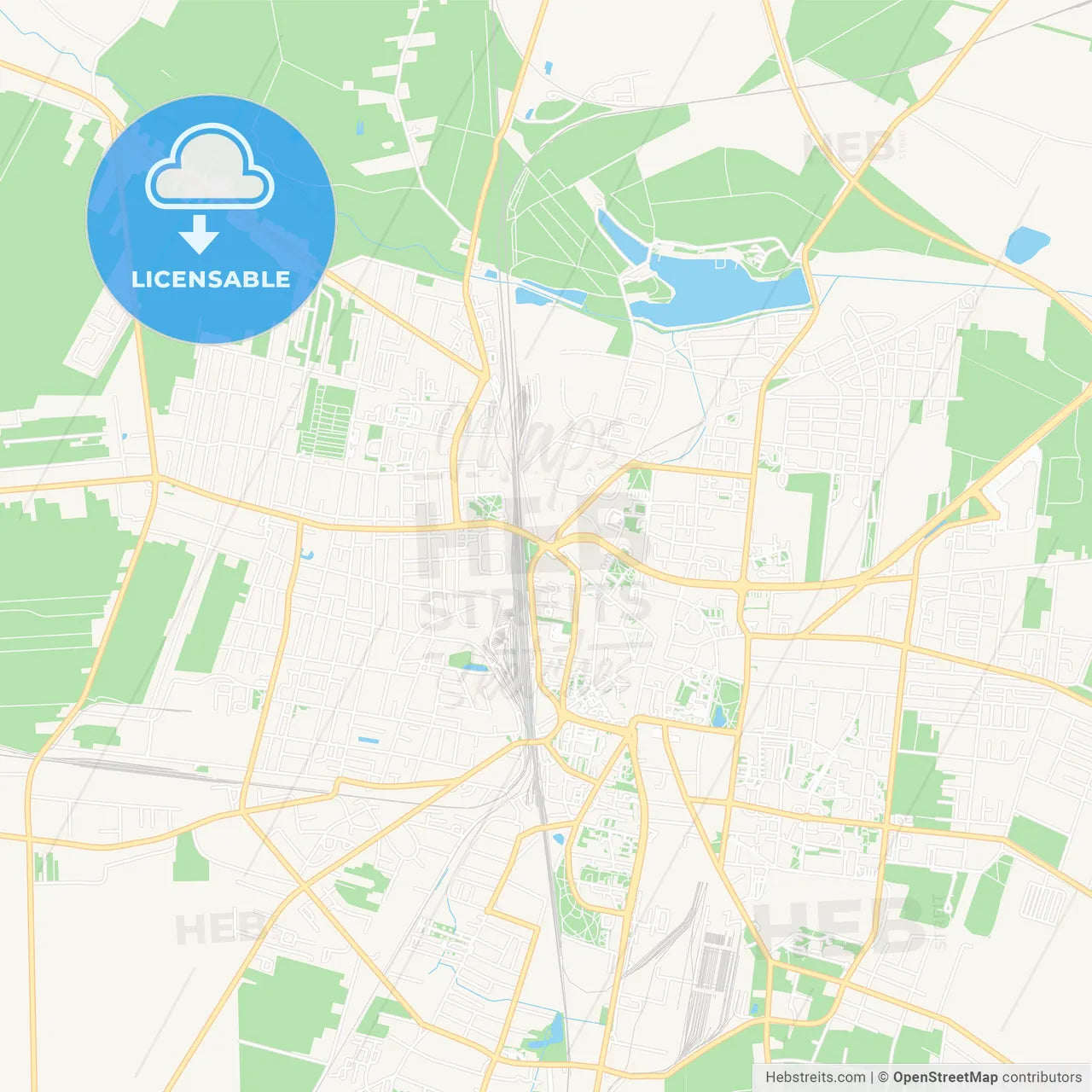 Ostrow Wielkopolski, Poland Vector Map - Classic Colors