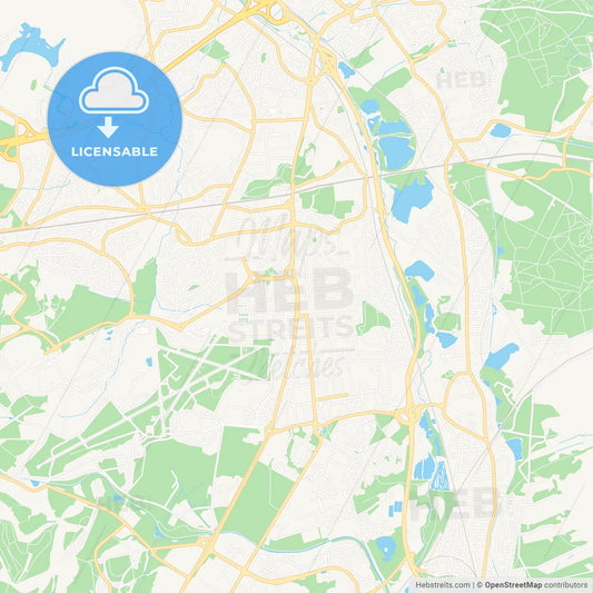 Farnborough, England Vector Map - Classic Colors