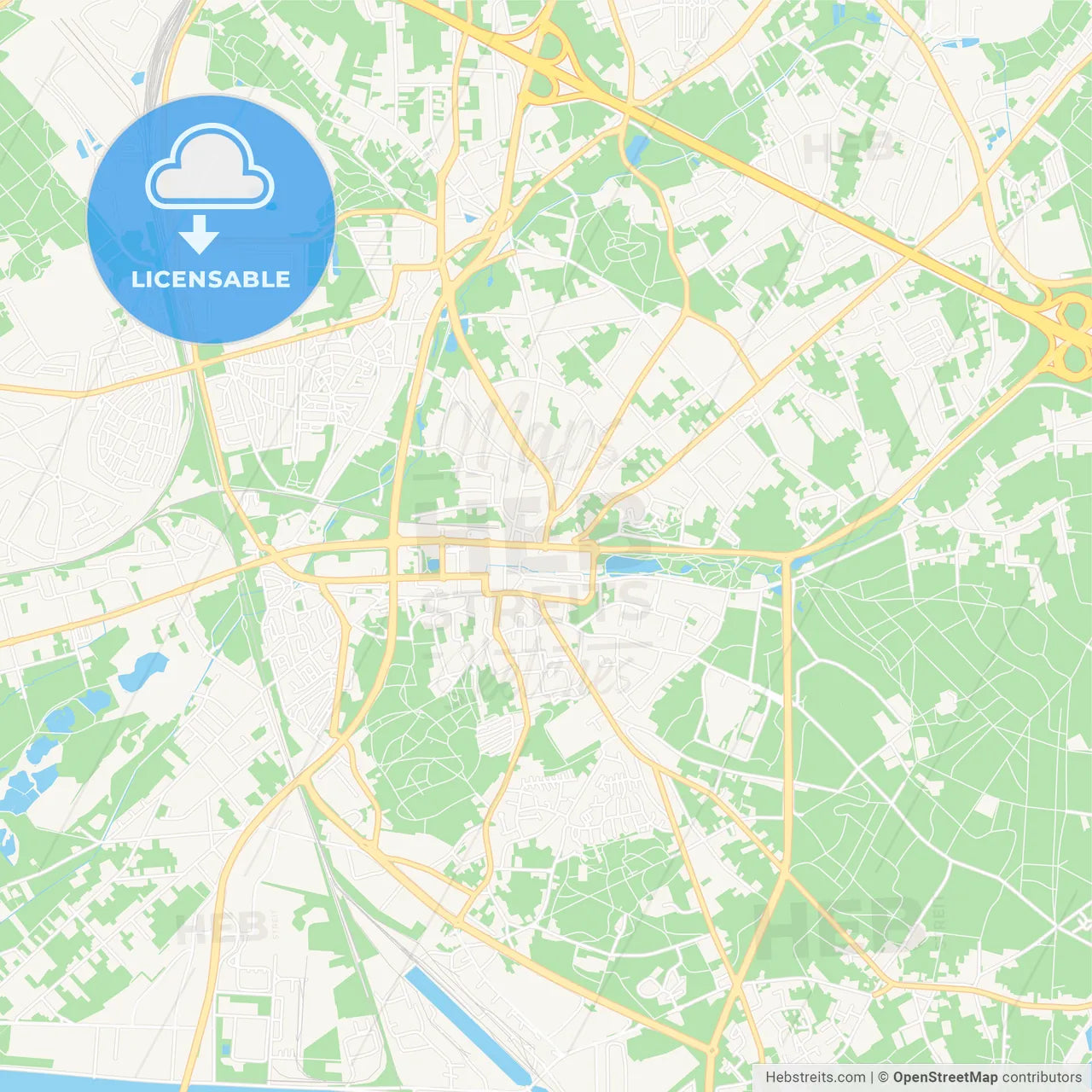 Genk, Belgium Vector Map - Classic Colors