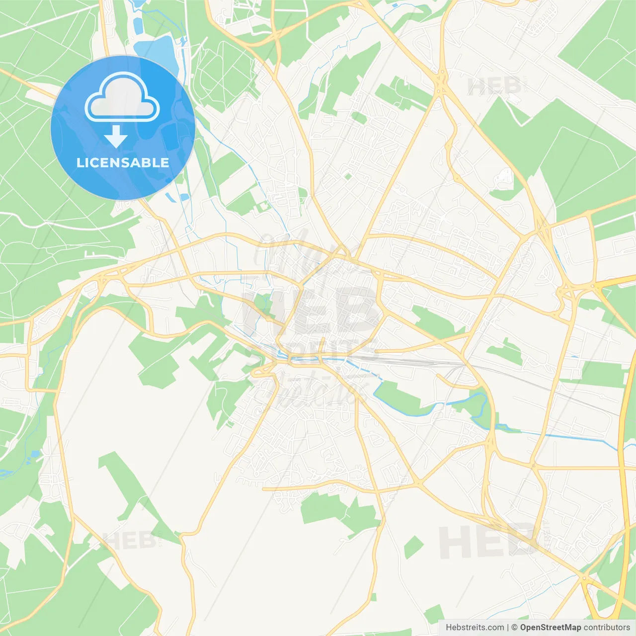 Beauvais, France Vector Map - Classic Colors