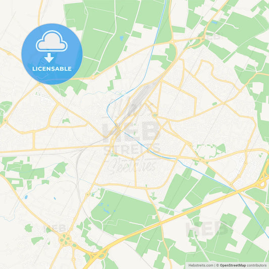 Narbonne, France Vector Map - Classic Colors