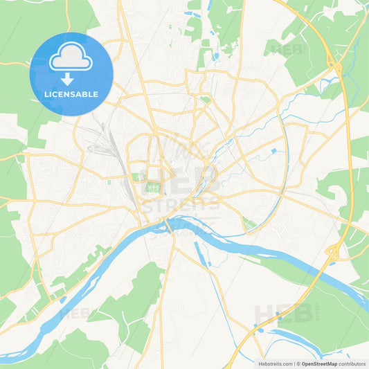 Nevers, France Vector Map - Classic Colors