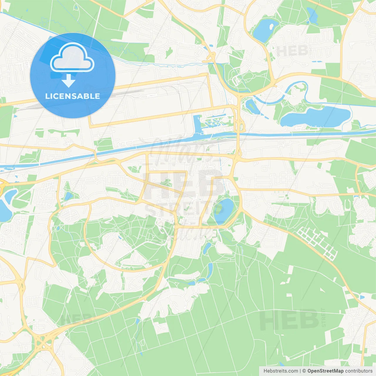 Wolfsburg, Germany Vector Map - Classic Colors