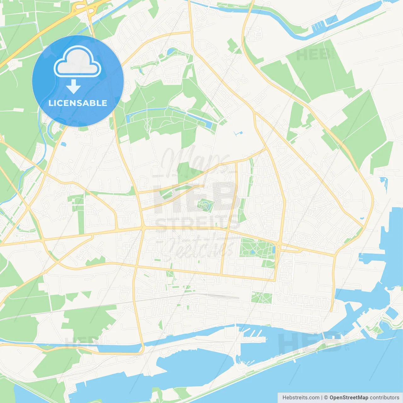 Wilhelmshaven, Germany Vector Map - Classic Colors