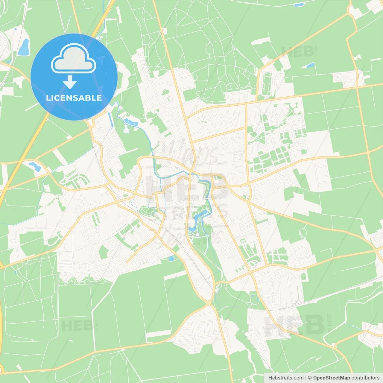 Wolfenbuttel, Germany Vector Map - Classic Colors