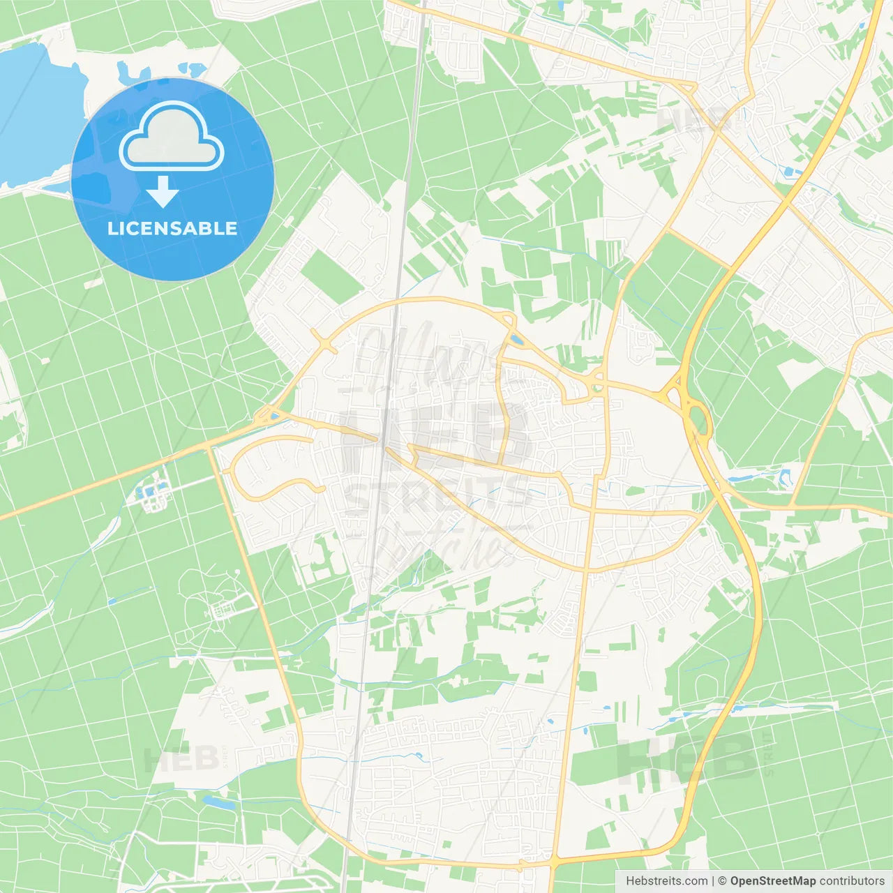 Langen, Germany Vector Map - Classic Colors