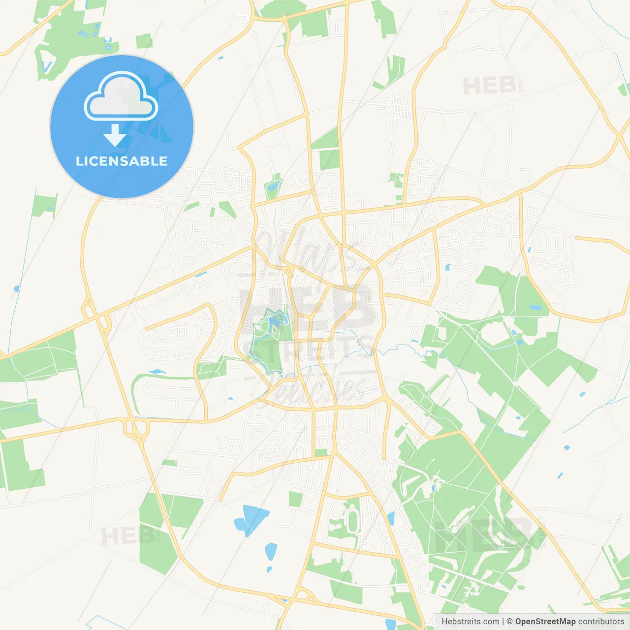 Vechta, Germany Vector Map - Classic Colors