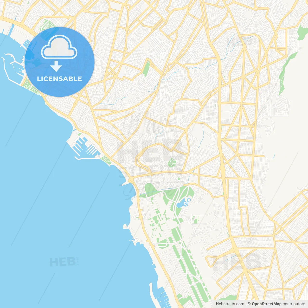 Alimos, Greece Vector Map - Classic Colors