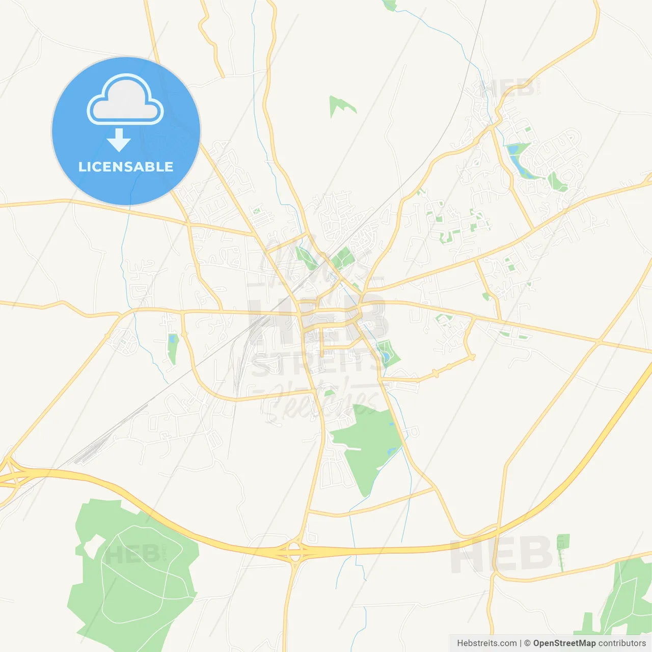 Port Laoise, Ireland Vector Map - Classic Colors