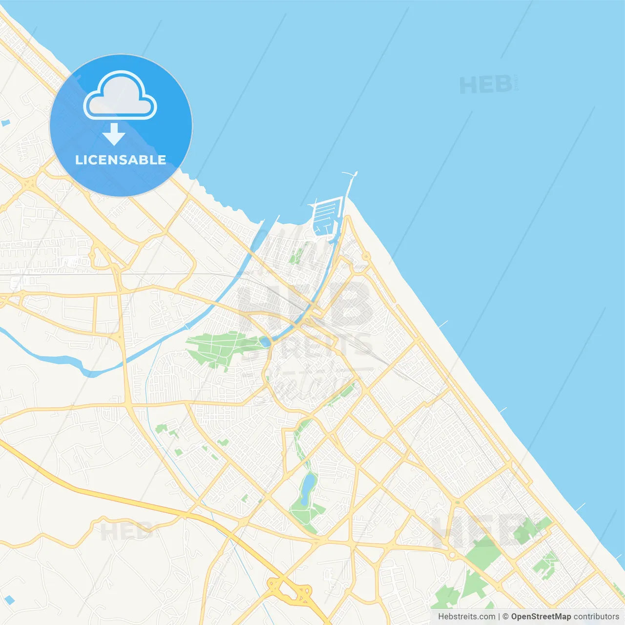 Rimini, Italy Vector Map - Classic Colors