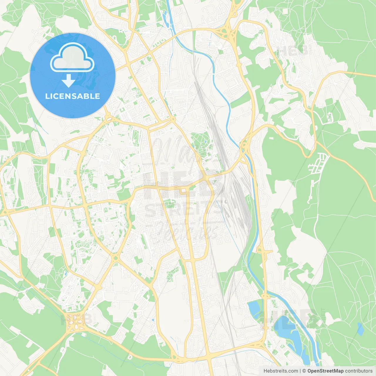 Kosice, Slovakia Vector Map - Classic Colors