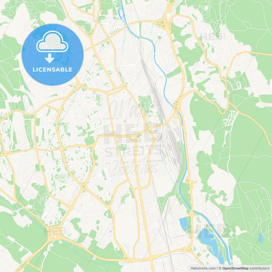 Kosice, Slovakia Vector Map - Classic Colors