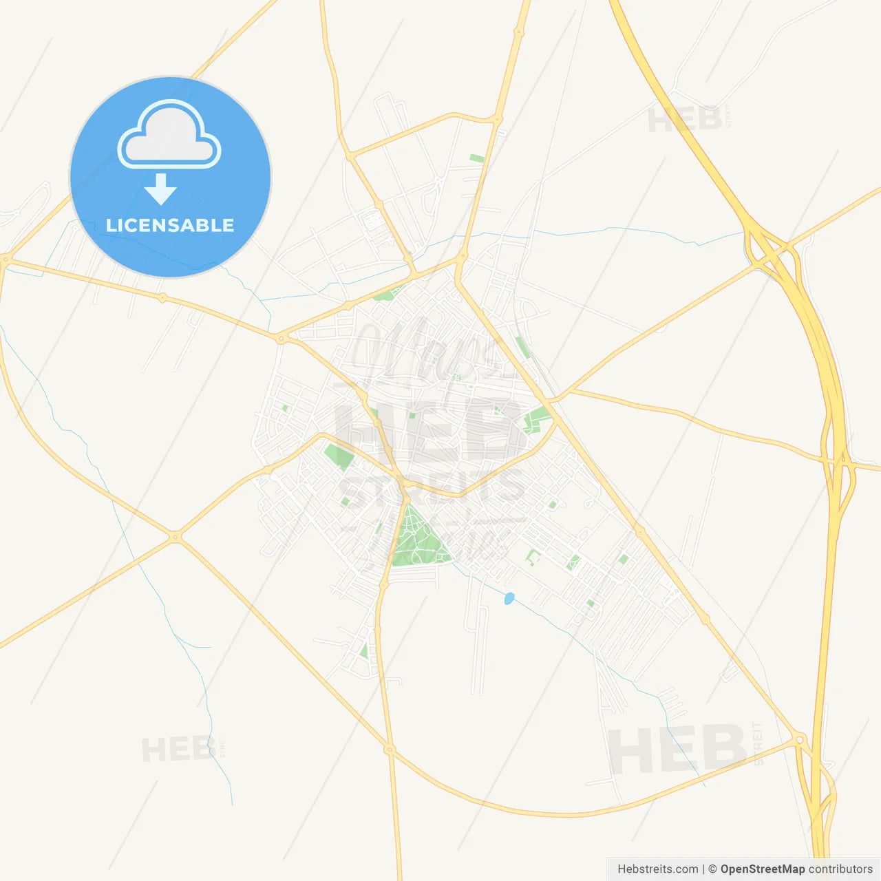 Almendralejo, Spain Vector Map - Classic Colors