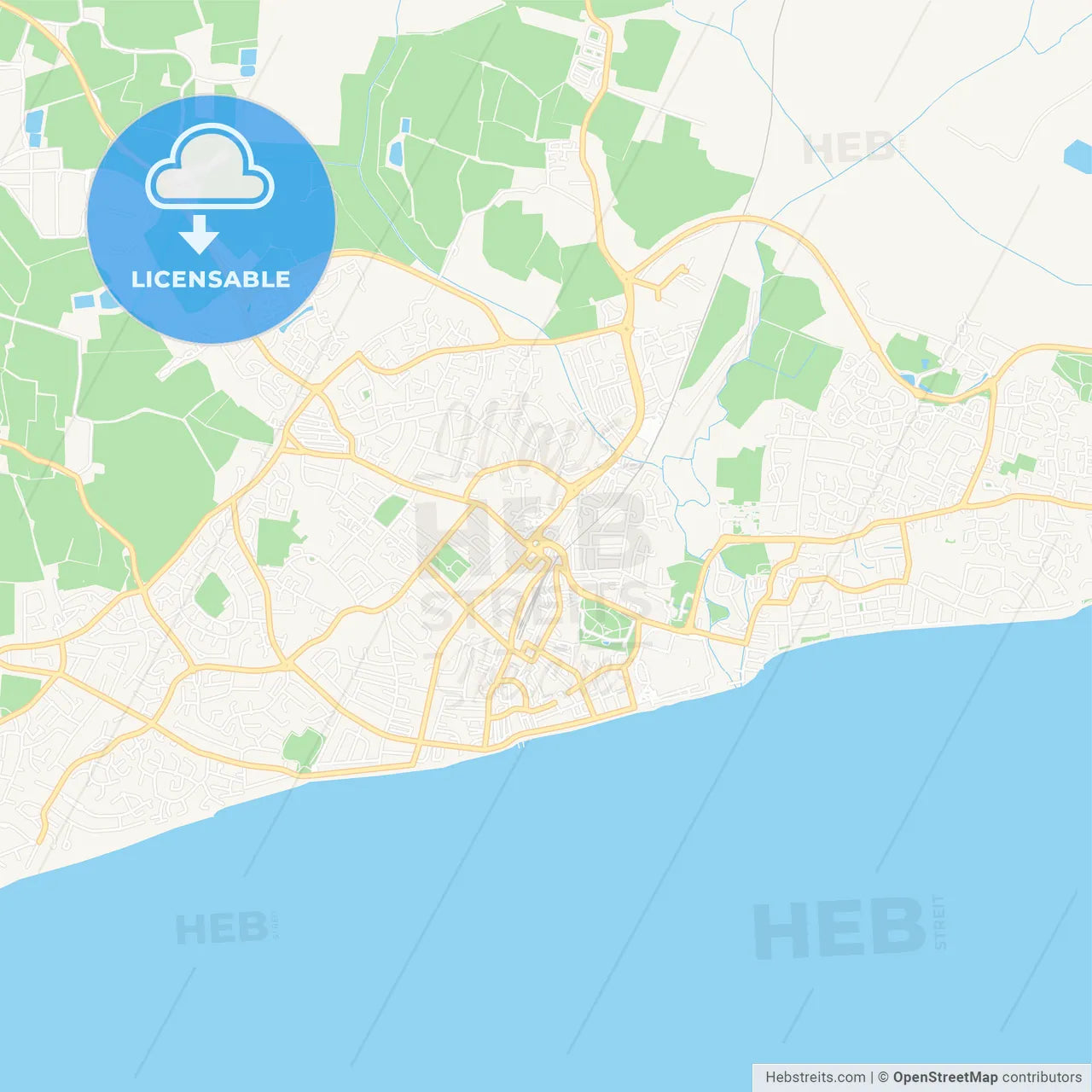 Bognor Regis, England Vector Map - Classic Colors