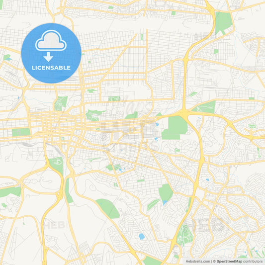 Printable street map of Pretoria, South Africa