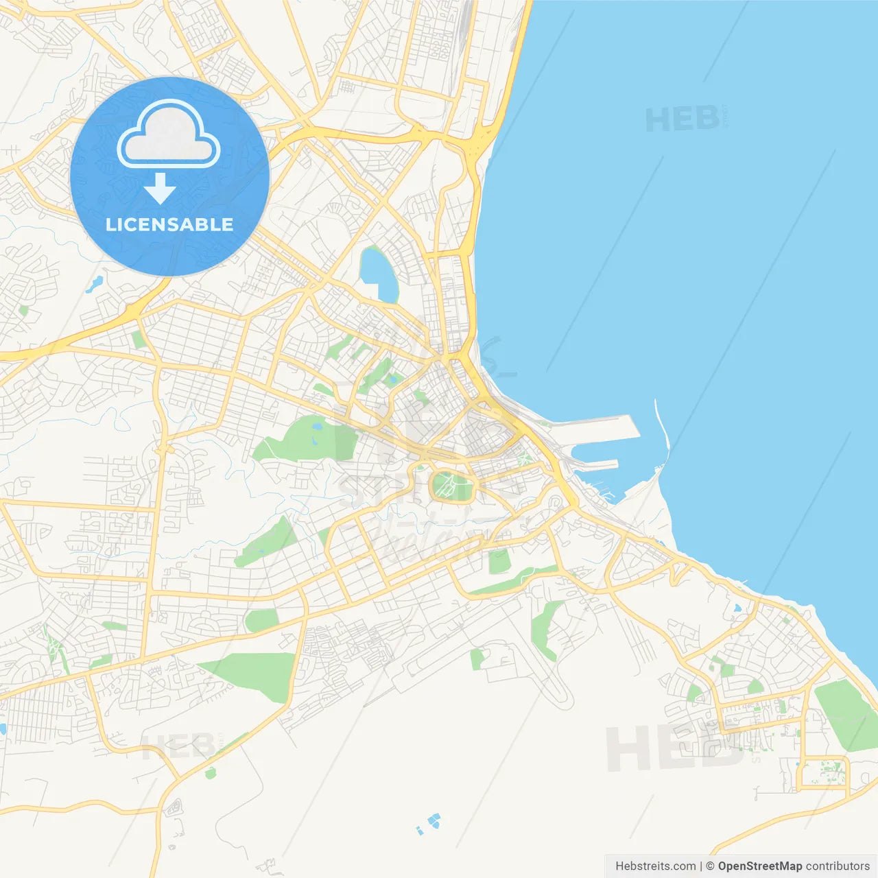 Printable street map of Port Elizabeth, South Africa