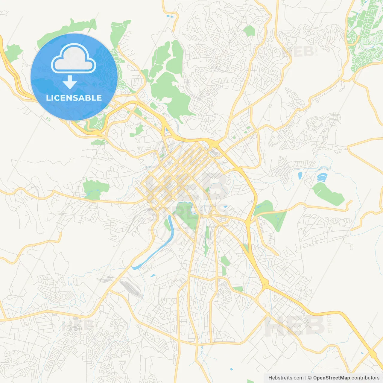 Printable street map of Pietermaritzburg, South Africa