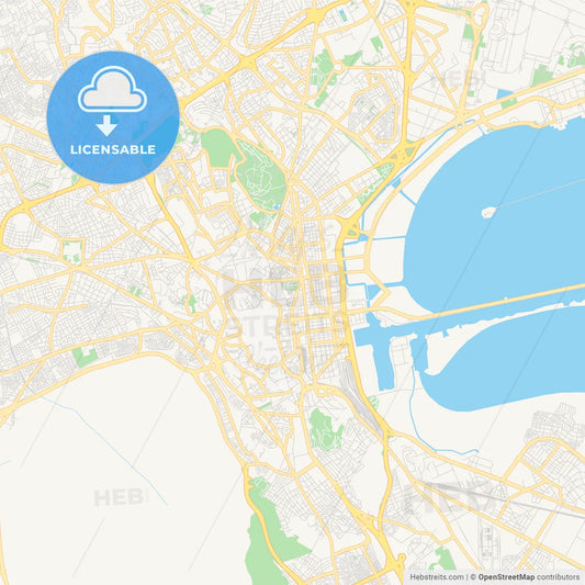 Printable street map of Tunis, Tunisia
