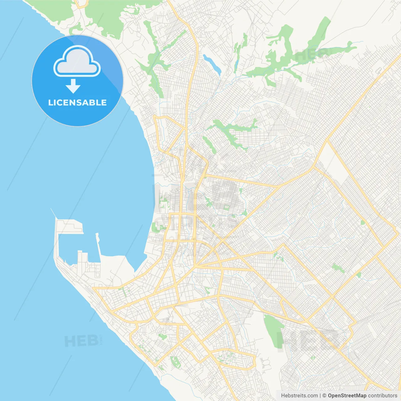 Printable street map of Pointe-Noire, Republic Of The Congo