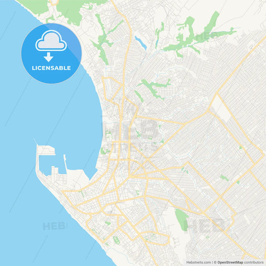 Printable street map of Pointe-Noire, Republic Of The Congo