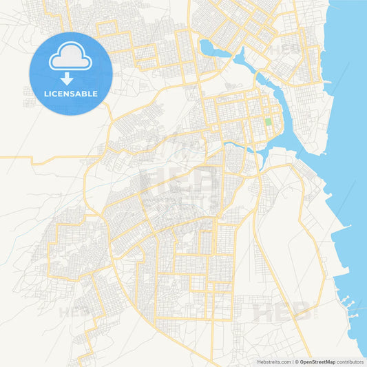 Printable street map of Port Sudan, Sudan