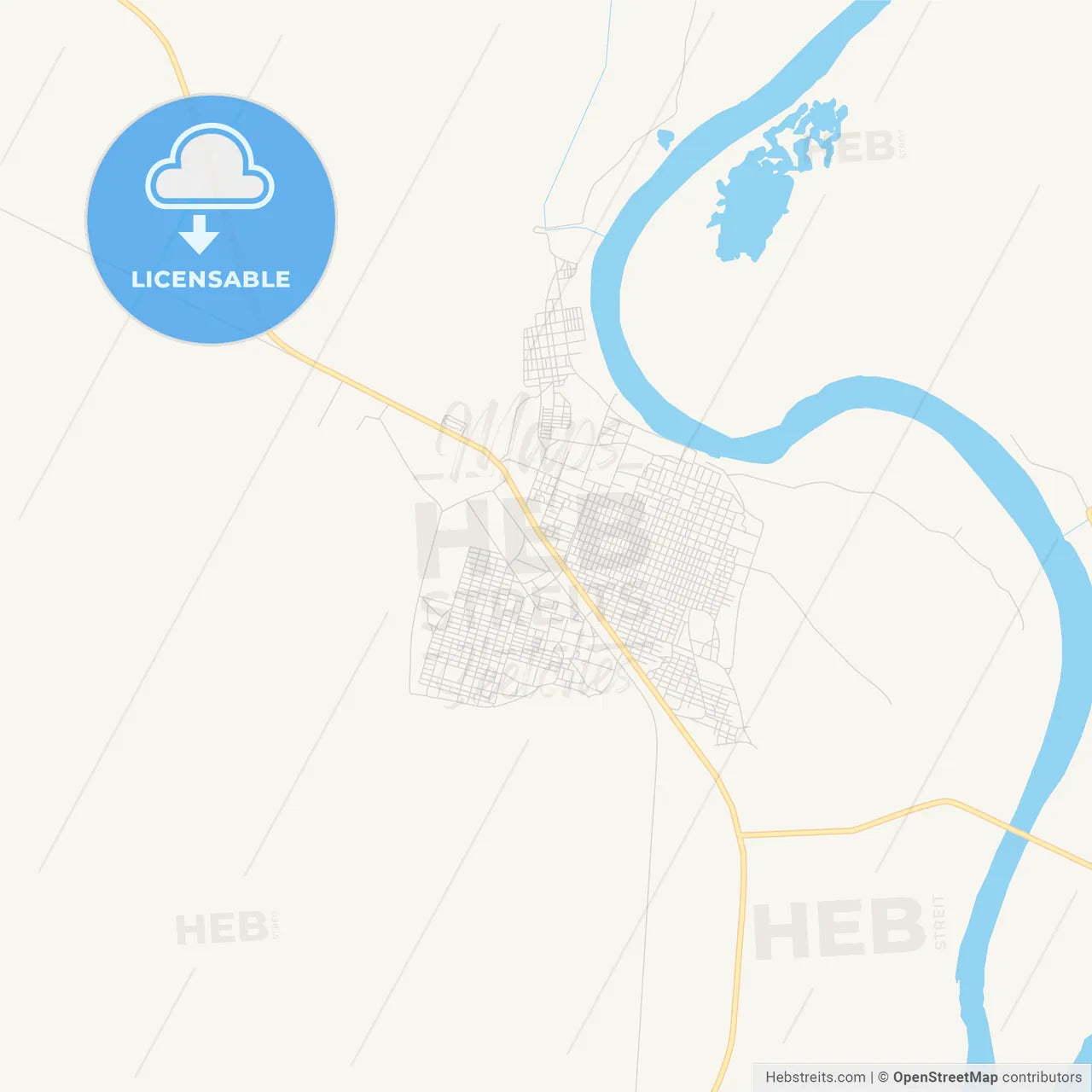 Printable street map of Singa, Sudan