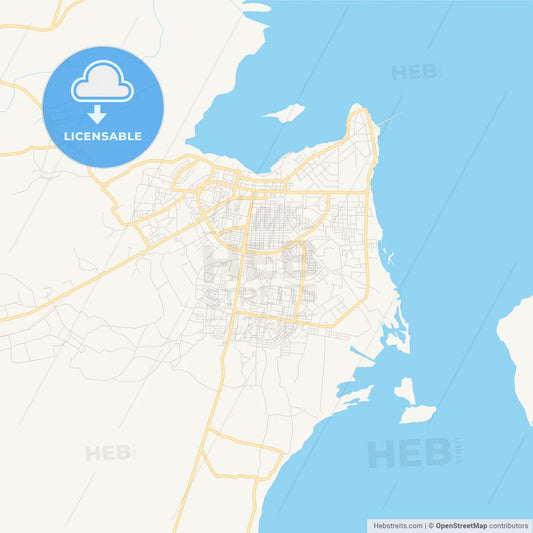 Printable street map of Tanga, Tanzania
