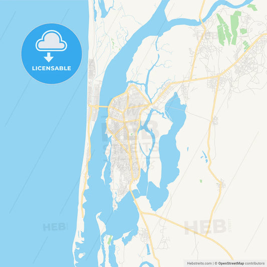 Printable street map of Saint-Louis, Senegal