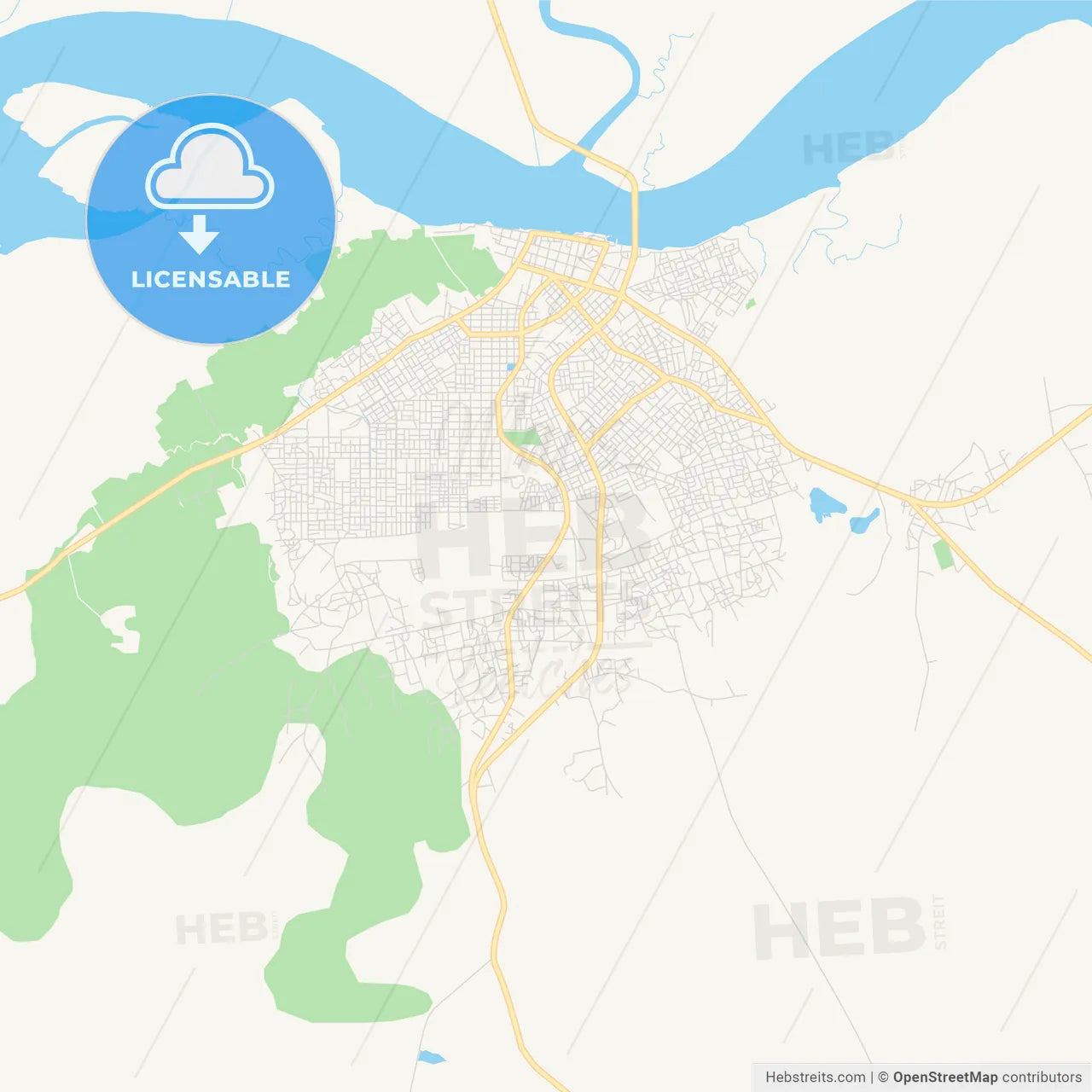 Printable street map of Ziguinchor, Senegal