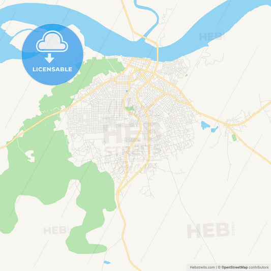 Printable street map of Ziguinchor, Senegal